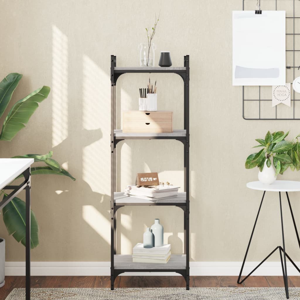 vidaXL vidaXL 4-poziomowy regał na książki, szary dąb sonoma, 40x30x120 cm