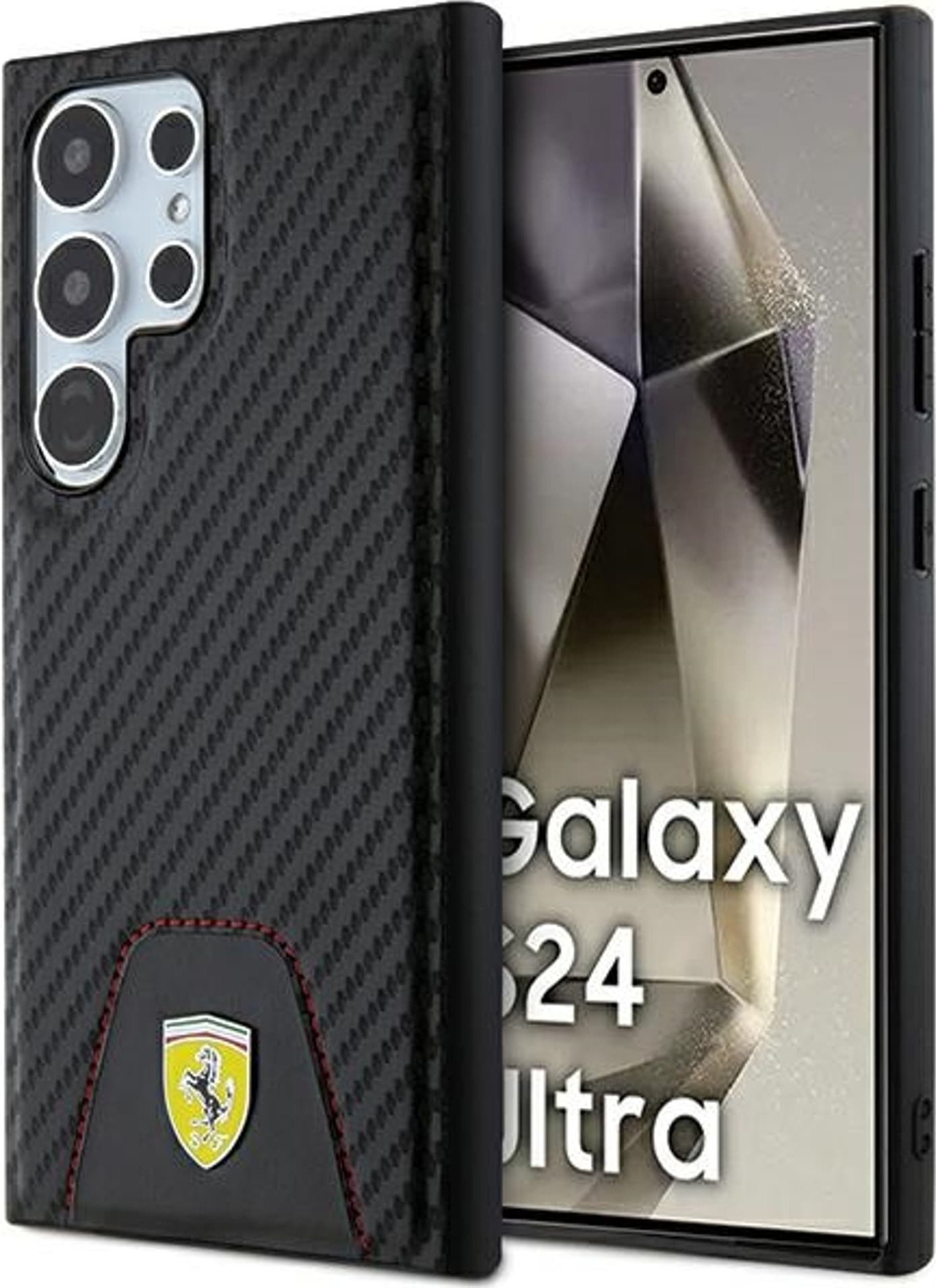 Ferrari Carbon Stitched Bottom - Etui Samsung Galaxy S24 Ultra (czarny)