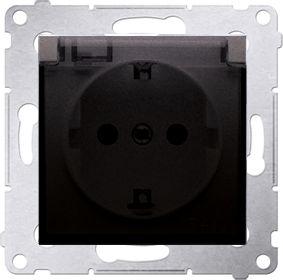 Kontakt-Simon Gniazdo Schuko Simon 54 do wersji IP44 z przesłonami z uszczelką klapka transparentna antracyt (DGSZ1BZ.01/48A)