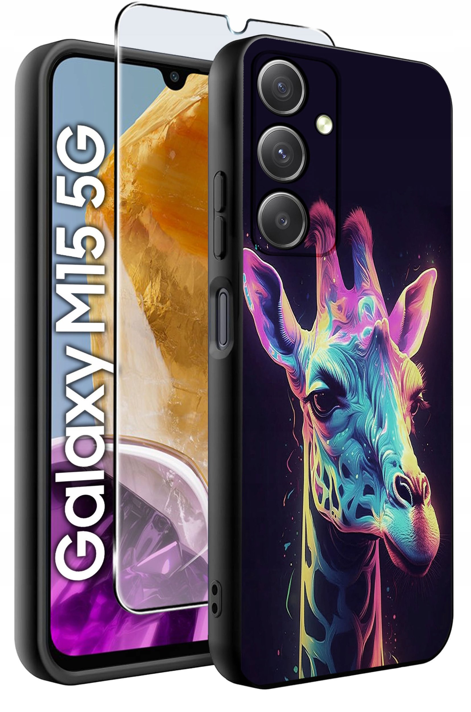 ETUI do Samsung M15 5G WZORY | SILIKONOWE MATT CASE + SZKŁO HARTOWANE 9H