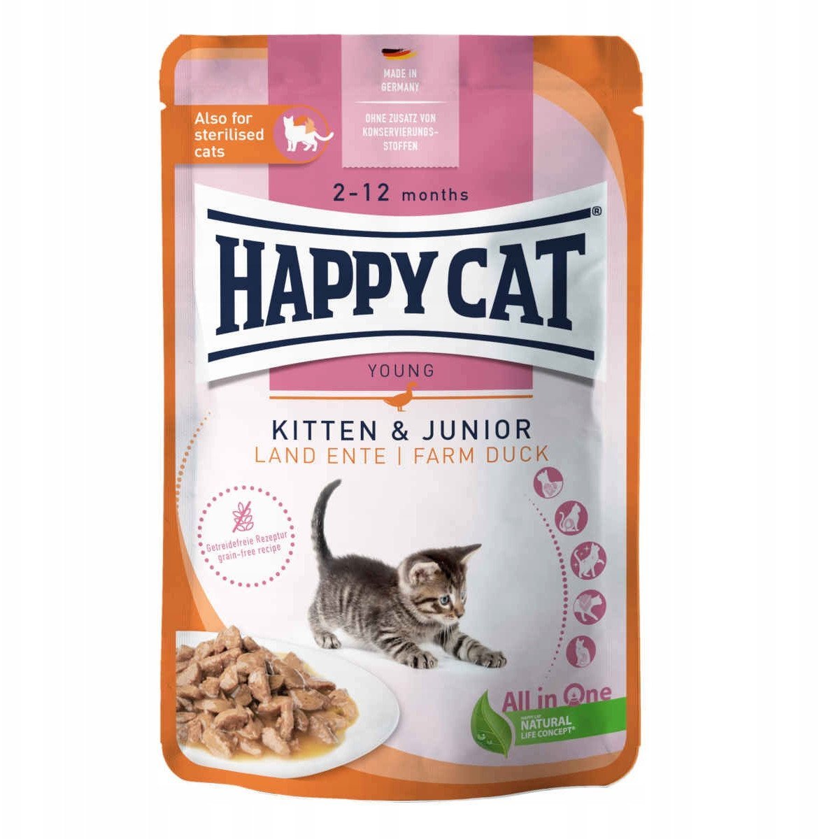 Kitten & Junior Farm Duck, mokra karma, dla kociąt w wieku 2-12 mies., kaczka, 85 g, saszetka