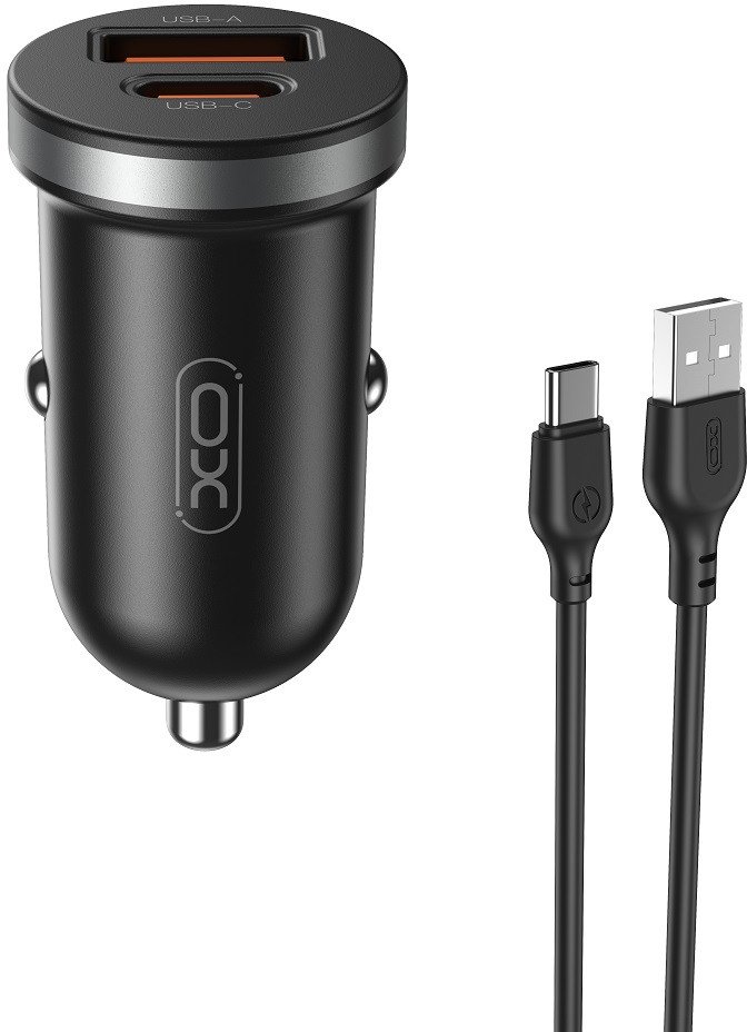 XO ładowarka samochodowa CC56 PD 30W QC+PD Czarna + KABEL USB-C