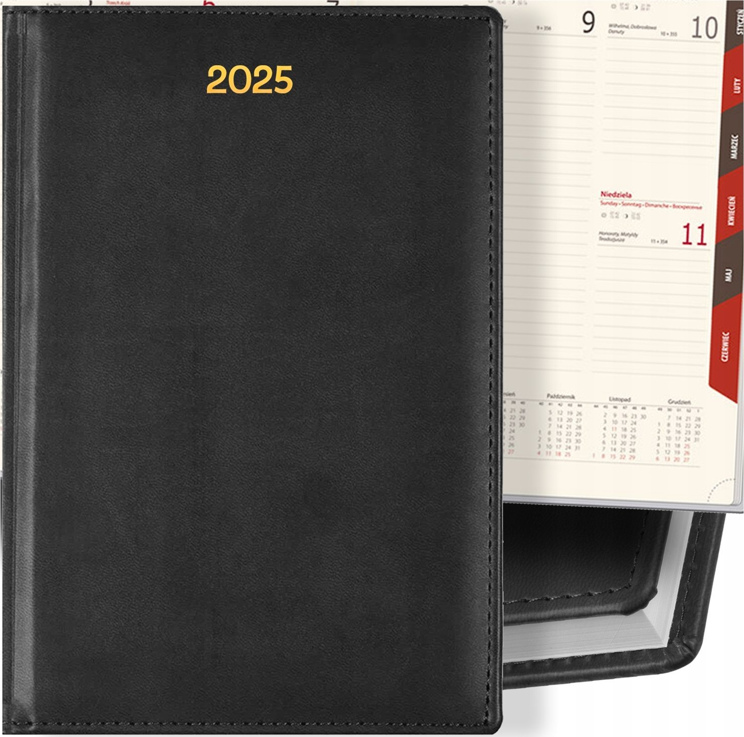 TYGODNIOWY KALENDARZ 2025 A5 NOTES PLANER TERMINARZ CZARNY