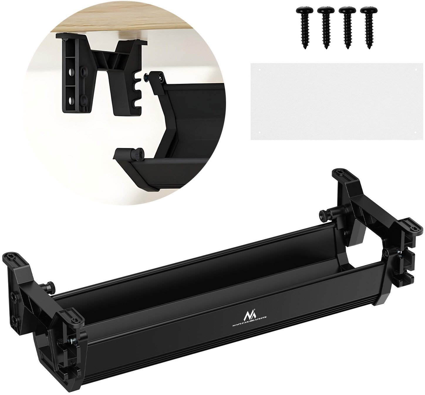 MACLEAN ORGANIZER PODBIURKOWY NA KABLE/ PRZEDŁUŻACZ MACLEAN, MAX. OBCIĄŻENIE 5KG, CARNY MC-106 B