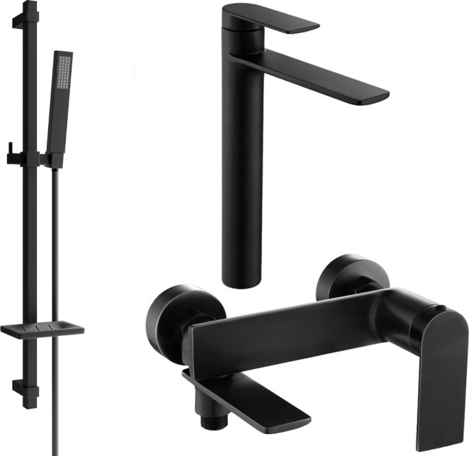 Mexen Mexen Zero DQ02 zestaw wannowy, czarny - 7113DQ02-70