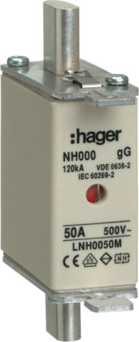 Hager Wkładka bezpiecznika NH000 50A 500V gG (LNH0050M)