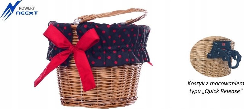 NEEXT Koszyk wiklinowy rowerowy na CLICK z wkładem mat