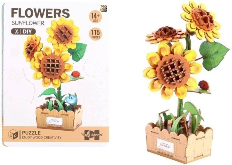 Pro Kids Puzzle 3D drewniane kwiaty słonecznika
