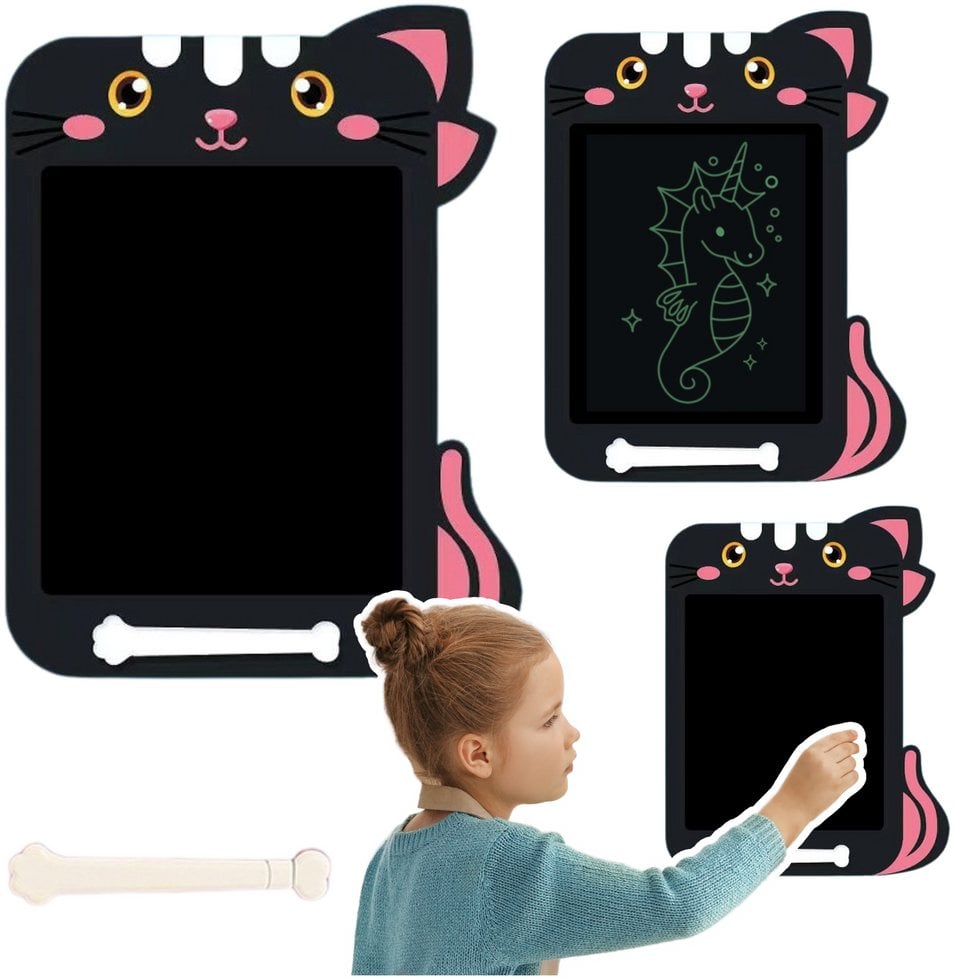Znikopis Tablica Do Rysowania Pisania LCD Rysik Kot Czarny