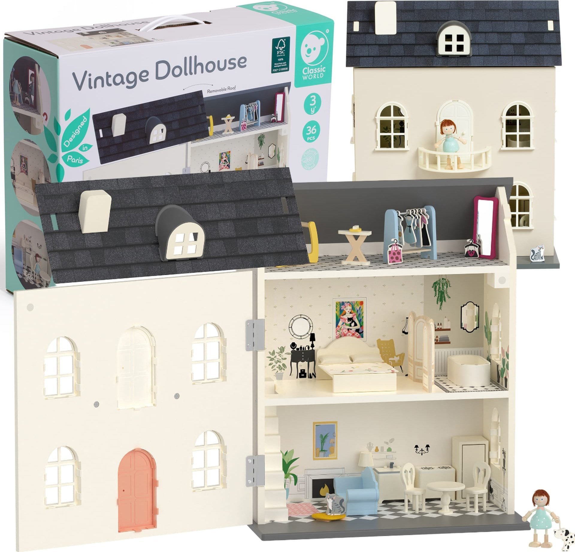 Classic World CLASSIC WORLD Drewniany domek dla lalek Vintage