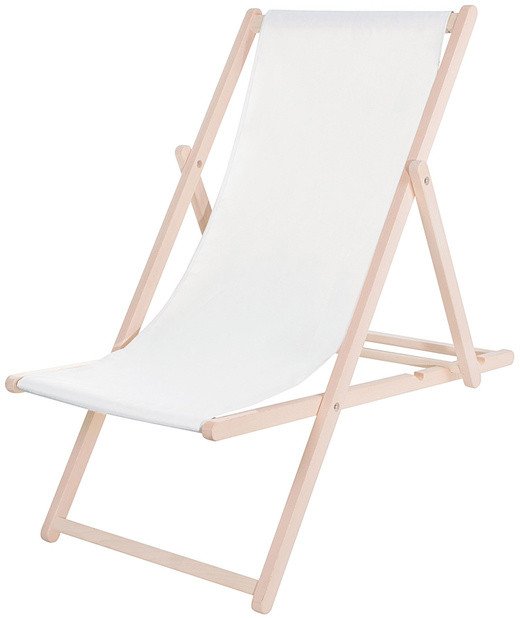Leżak ogrodowy, drewniany z 3-stopniową regulacją, plażowy, balkonowy, biały UNIWERSALNY