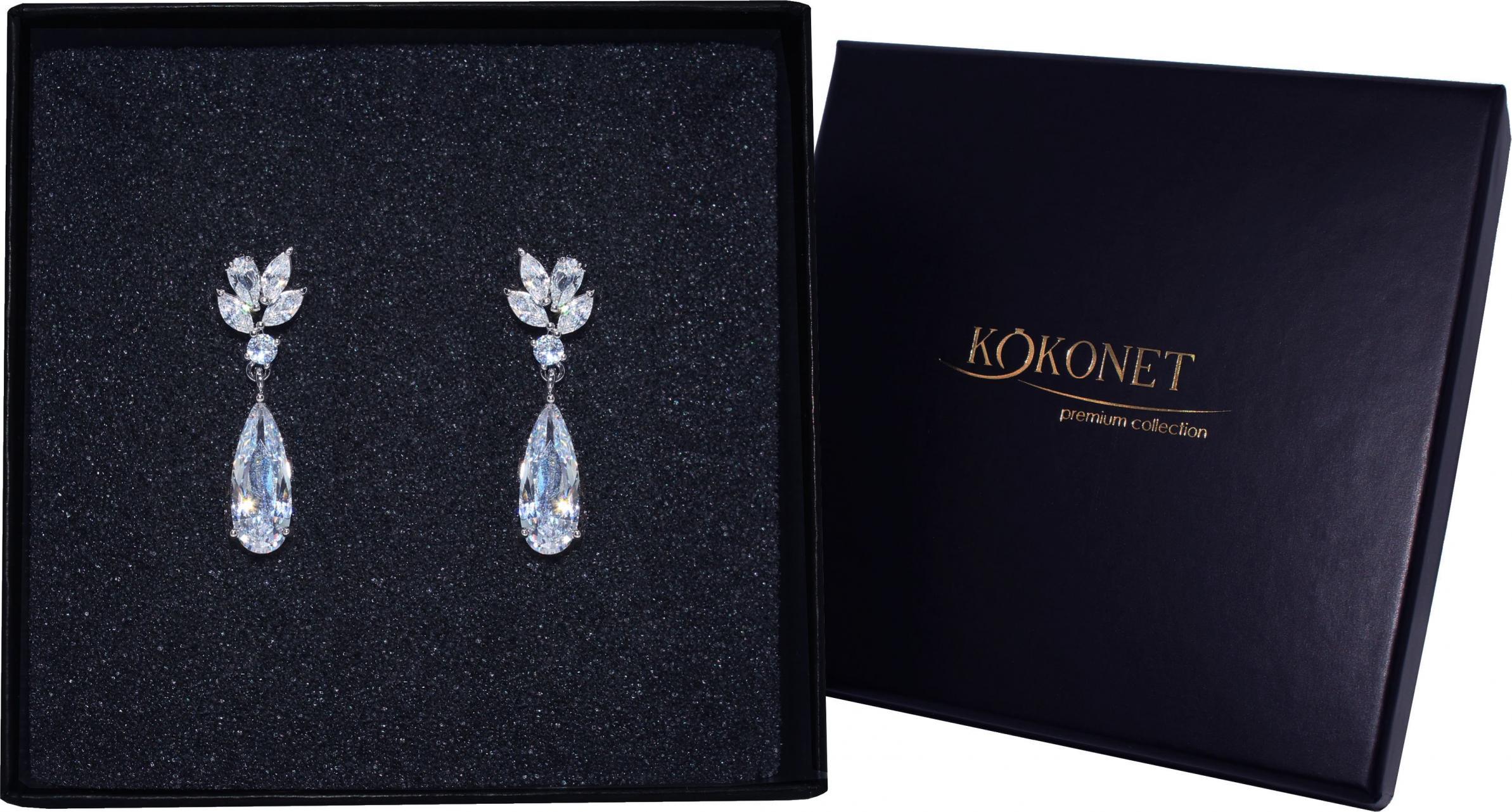 KOKONET Kolczyki ślubne migały eleganckie listki drobne