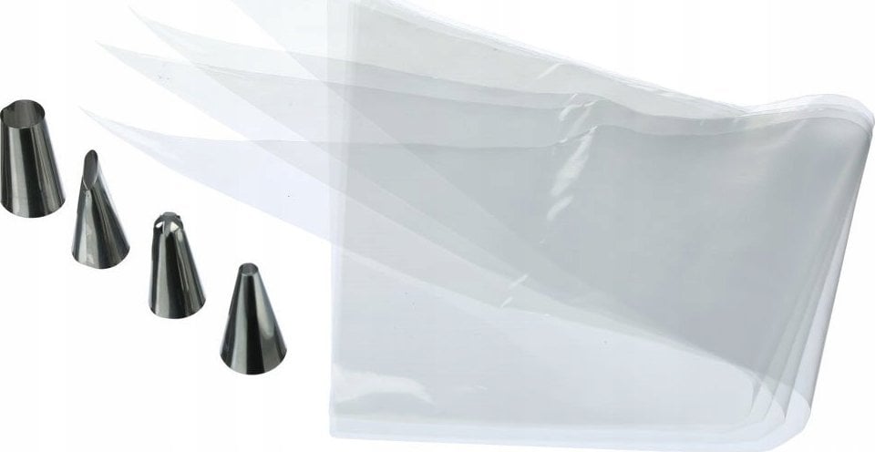 Secret de Gourmet Zestaw tylek do dekoracji ciastek: 4 końcówki i 20 jednorazowych woreczków