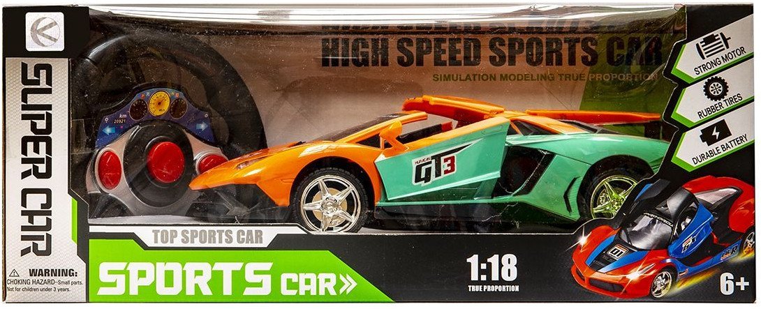 Samochód sportowy ze światłami LED zdalnie sterowany pomarańczowy