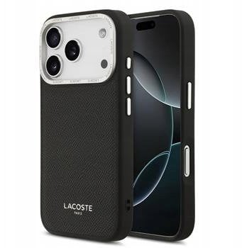 Etui Lacoste Champs Elysees Silver Logo MagSafe do iPhone 17 Pro czarny