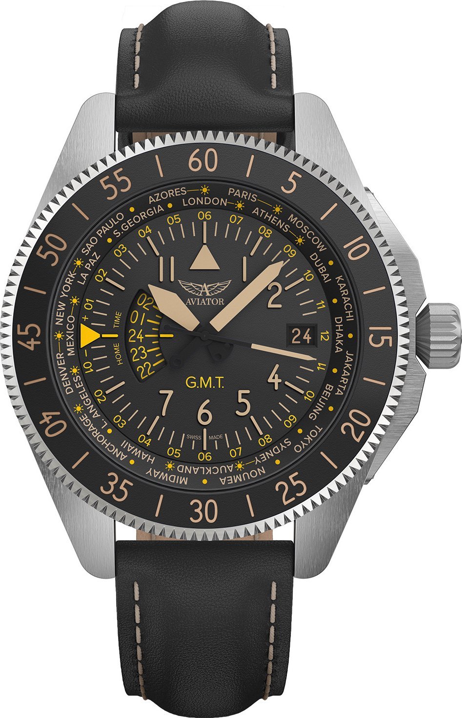 Zegarek Aviator Zegarek męski V.1.37.0.303.4 czarny