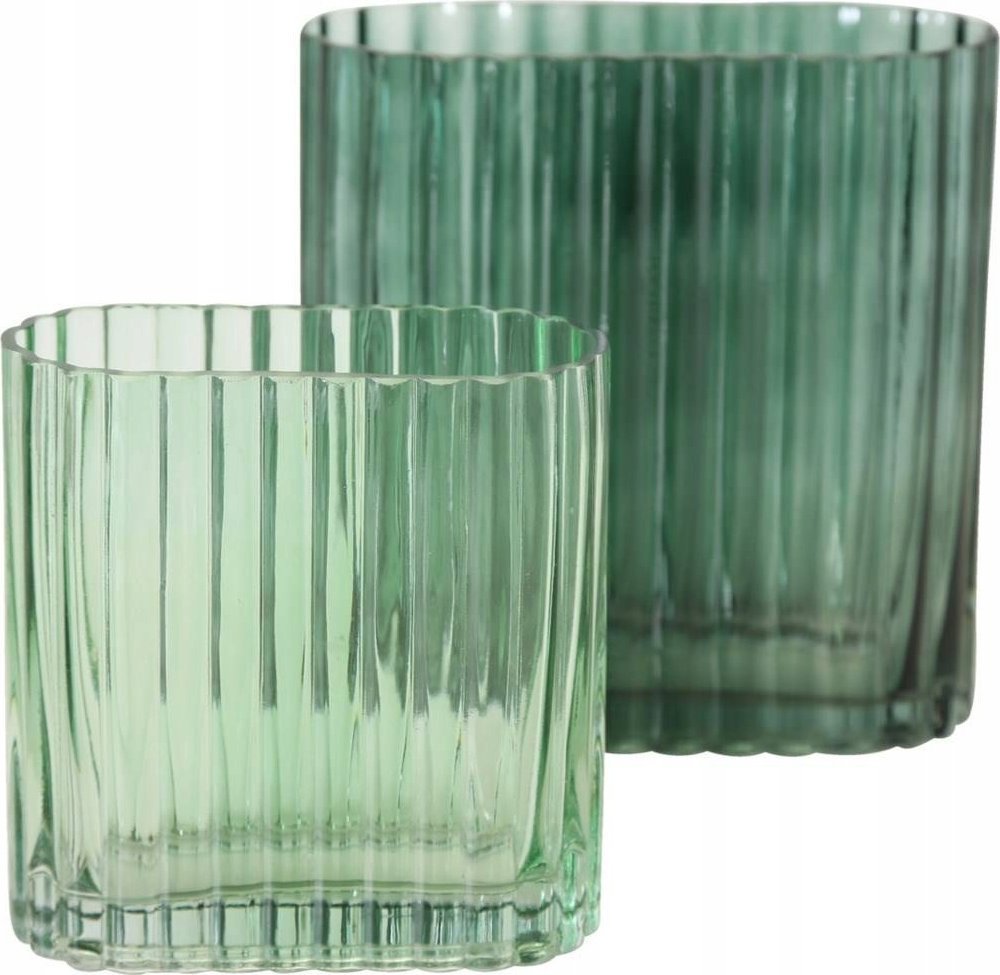 Boltze Szklany wazon Tulipa, zielone szkło, 2 sztuki