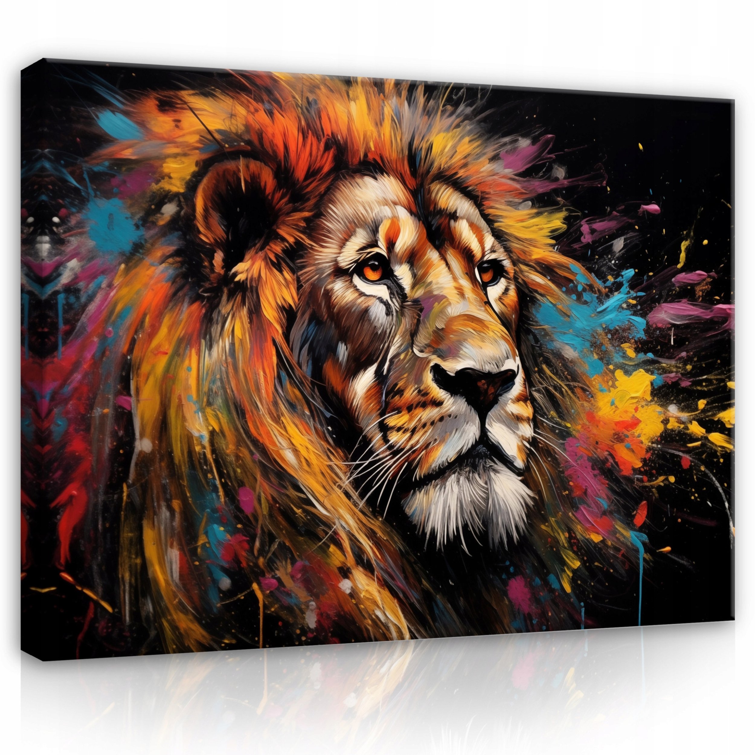 OBRAZ LEW ABSTRAKCJA POP ART NA PŁÓTNIE ŚCIANĘ SYPIALNIA SALON 120x80