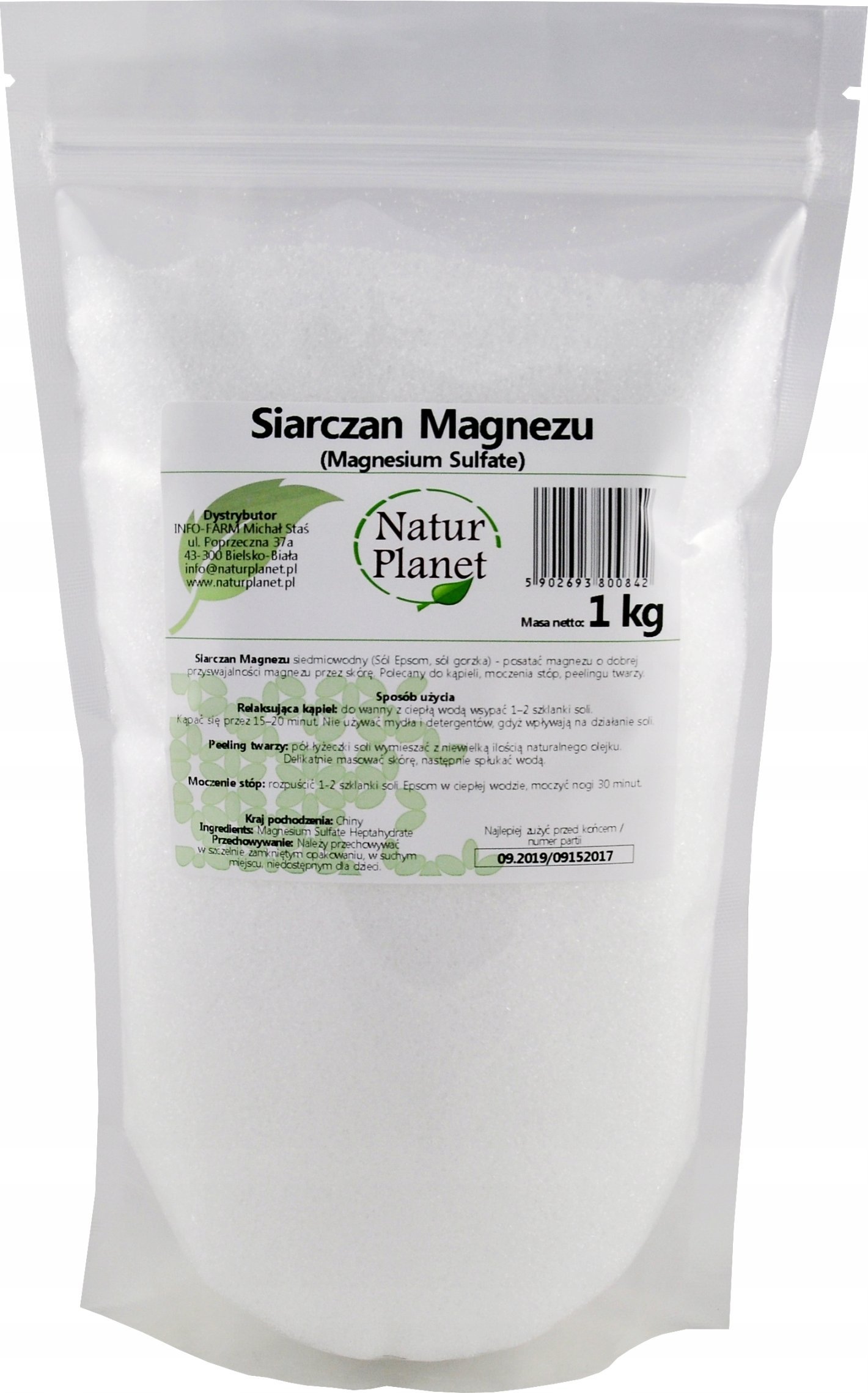 Natur Planet Siarczan Magnezu proszek Sól Epsom 1000g