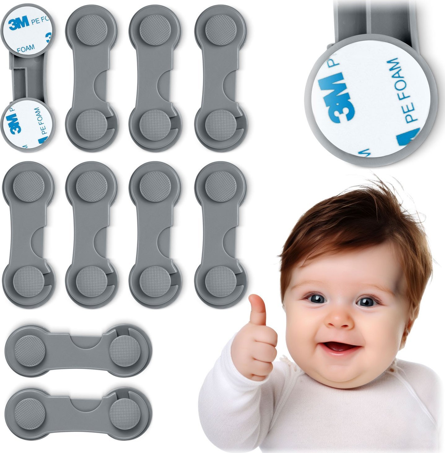 Ricokids Zabezpieczenie otwierania szafek Ricokids 798301 10 szt szare