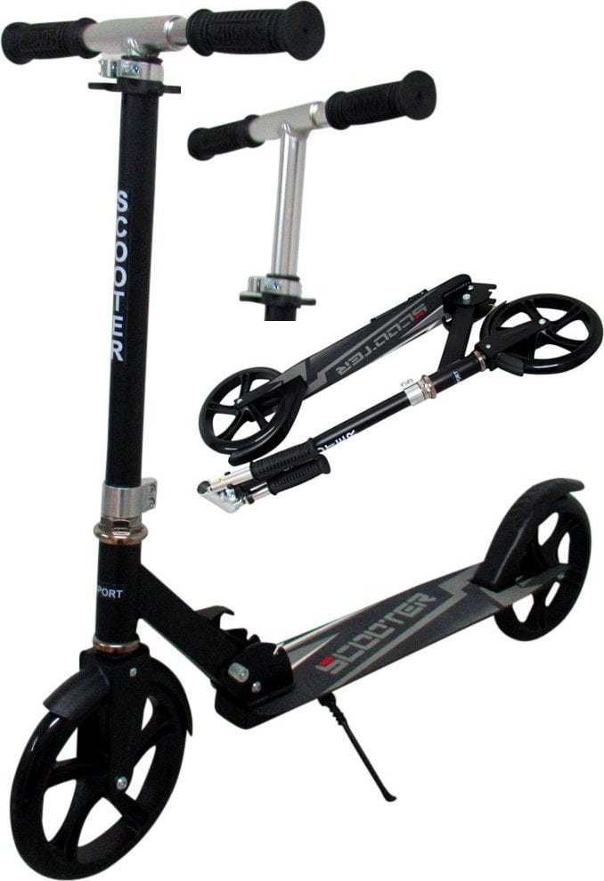 Hulajnoga R-Sport Duża Hulajnoga H5 CZARNA Składana R-Sport koła 200 mm do 100 kg