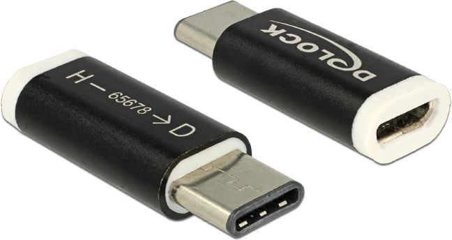 Adapter USB Delock USB-C - microUSB Czarny (65678)