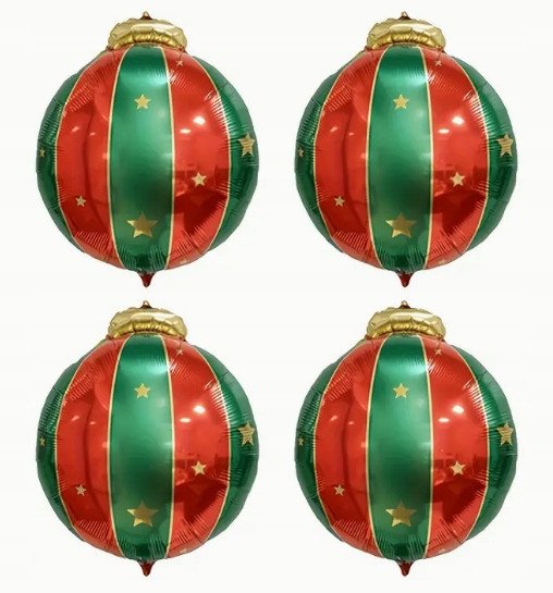 Świąteczne Balony Foliowe / Bombki / 4 szt / Duże 54*70cm / Boże Narodzenie