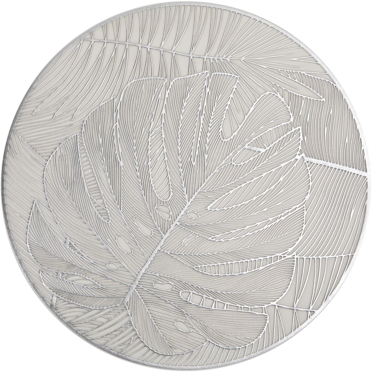 Mata stołowa 38 cm dekoracyjna Glossy srebrna 60252 wz. 1 Monstera