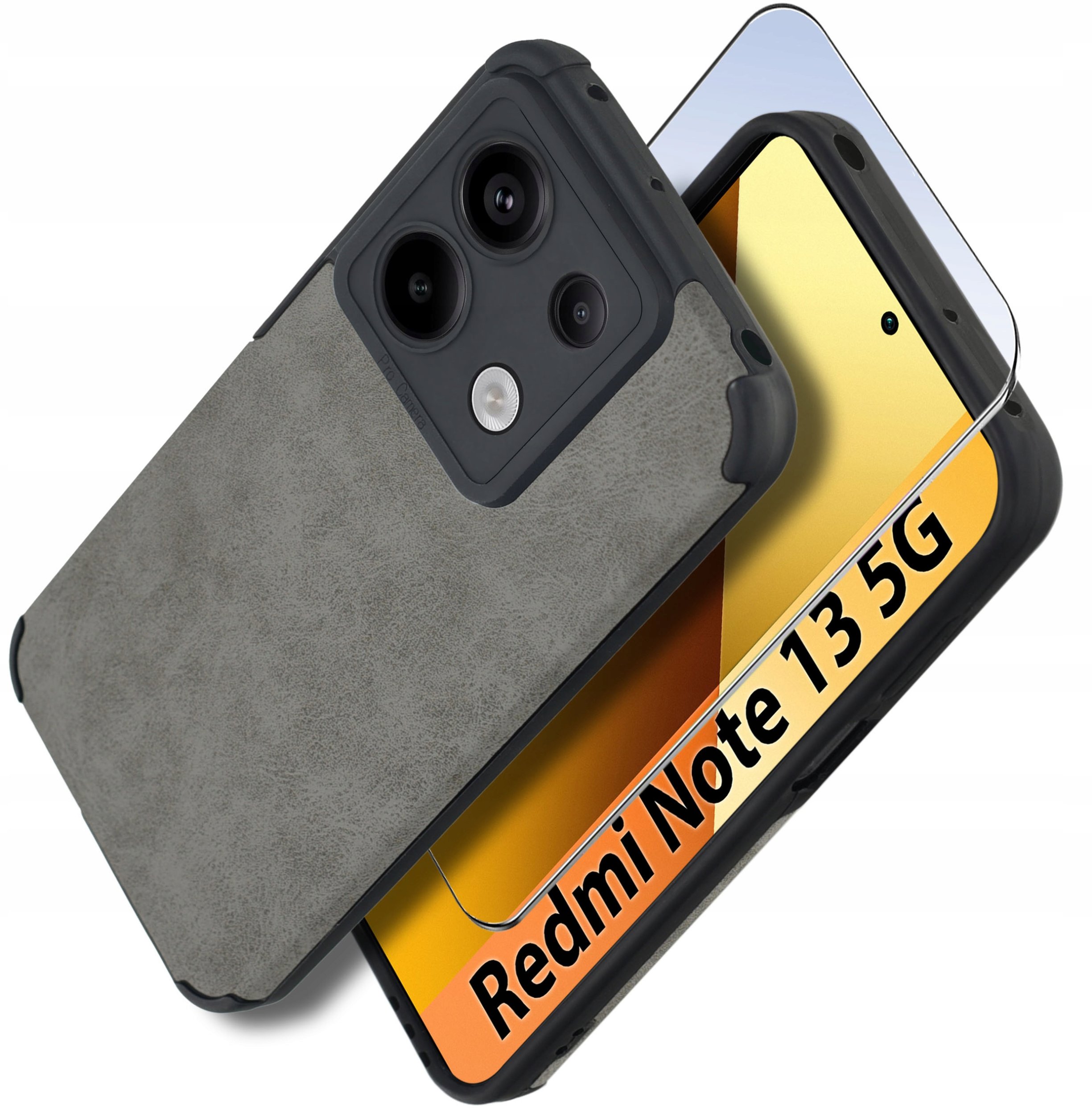 Etui do Xiaomi Redmi Note 13 5G silikonowe SKÓRZANE VINTAGE CASE + Szkło 9H