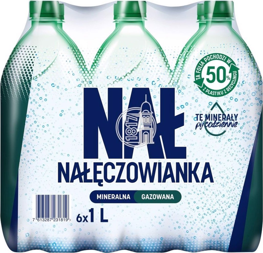Woda Nałęczowianka Naturalna woda mineralna gazowana 1l x 6 sztuk