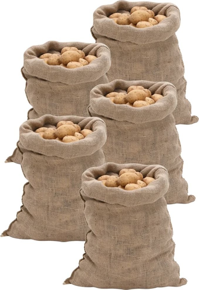 vidaXL Worki jutowe, 5 szt., 60x105 cm, 100% juta, 220 g/m²