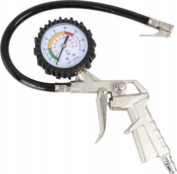 Korbi PISTOLET DO POMPOWANIA KÓŁ DUŻY MANOMETR POMPKA
