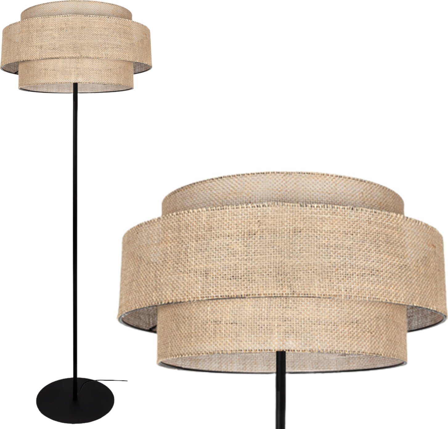 Lampa podłogowa Solar Nowoczesna lampa stojąca podłogowa BOHO len