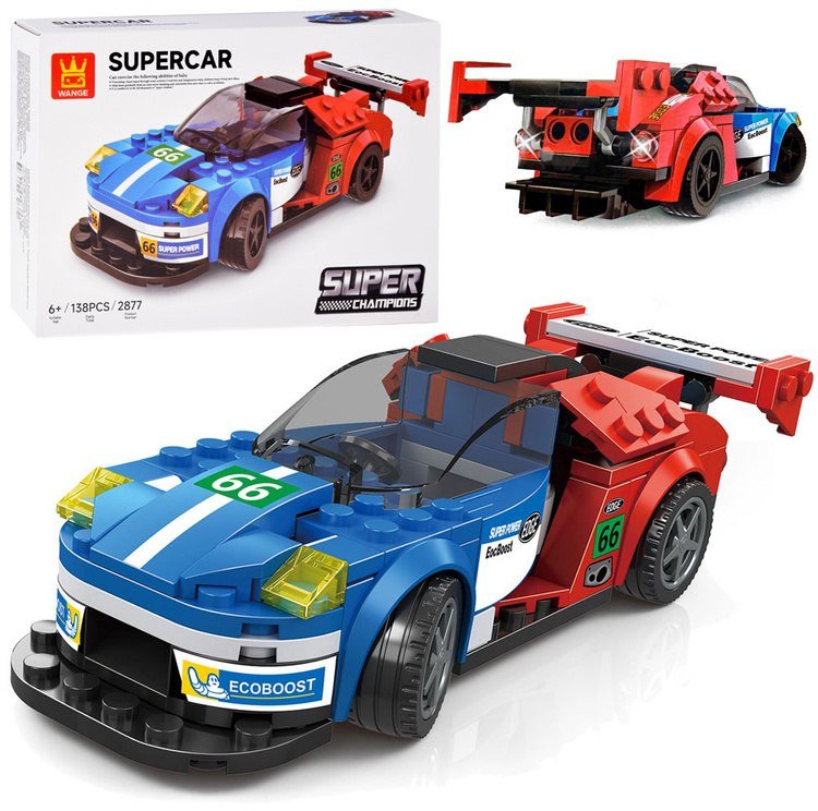 Klocki techniczne Sportowe auto NIEBIESKO-CZERWONE 138-elementów ZA5744 EDUKAMP