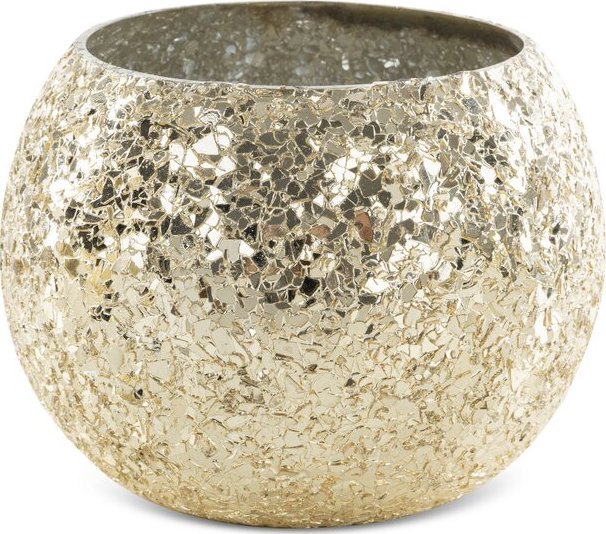 Eurofirany SZKLANY ŚWIECZNIK DEKORACYJNY MELIA (04) ZŁOTY