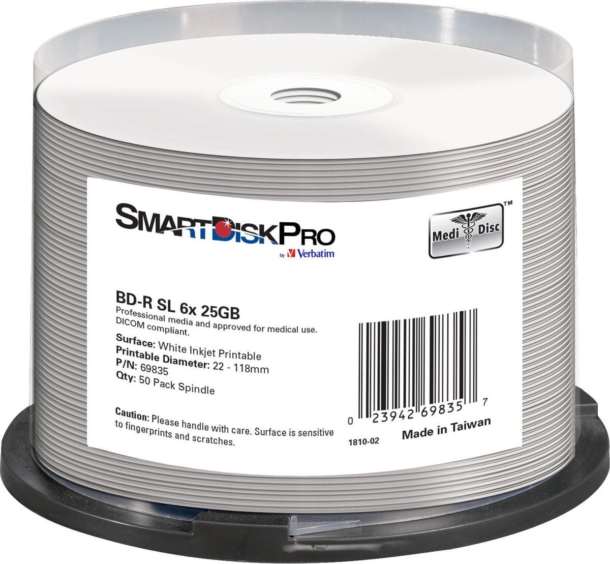 Smartdisk BD-R, White Inkjet Printable, 25GB, Spindle, 69835, 50-pack, do archiwizacji danych