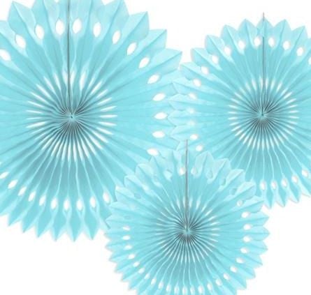 Party Deco Rozety dekoracyjne bibułowe, jasny błękit, 20-30cm, 3 szt. uniwersalny