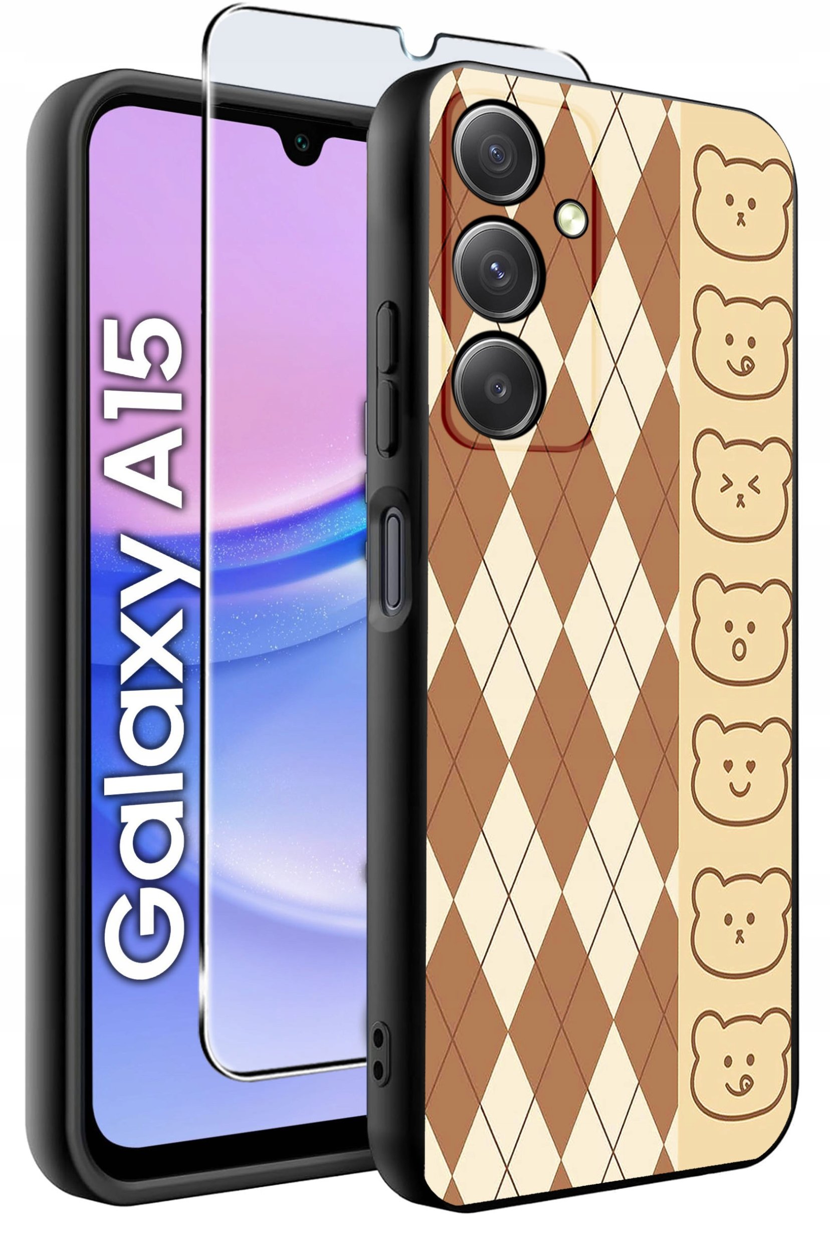 ETUI do Samsung A15 4G | 15 5G WZORY | SILIKONOWE MATT CASE + SZKŁO 9H