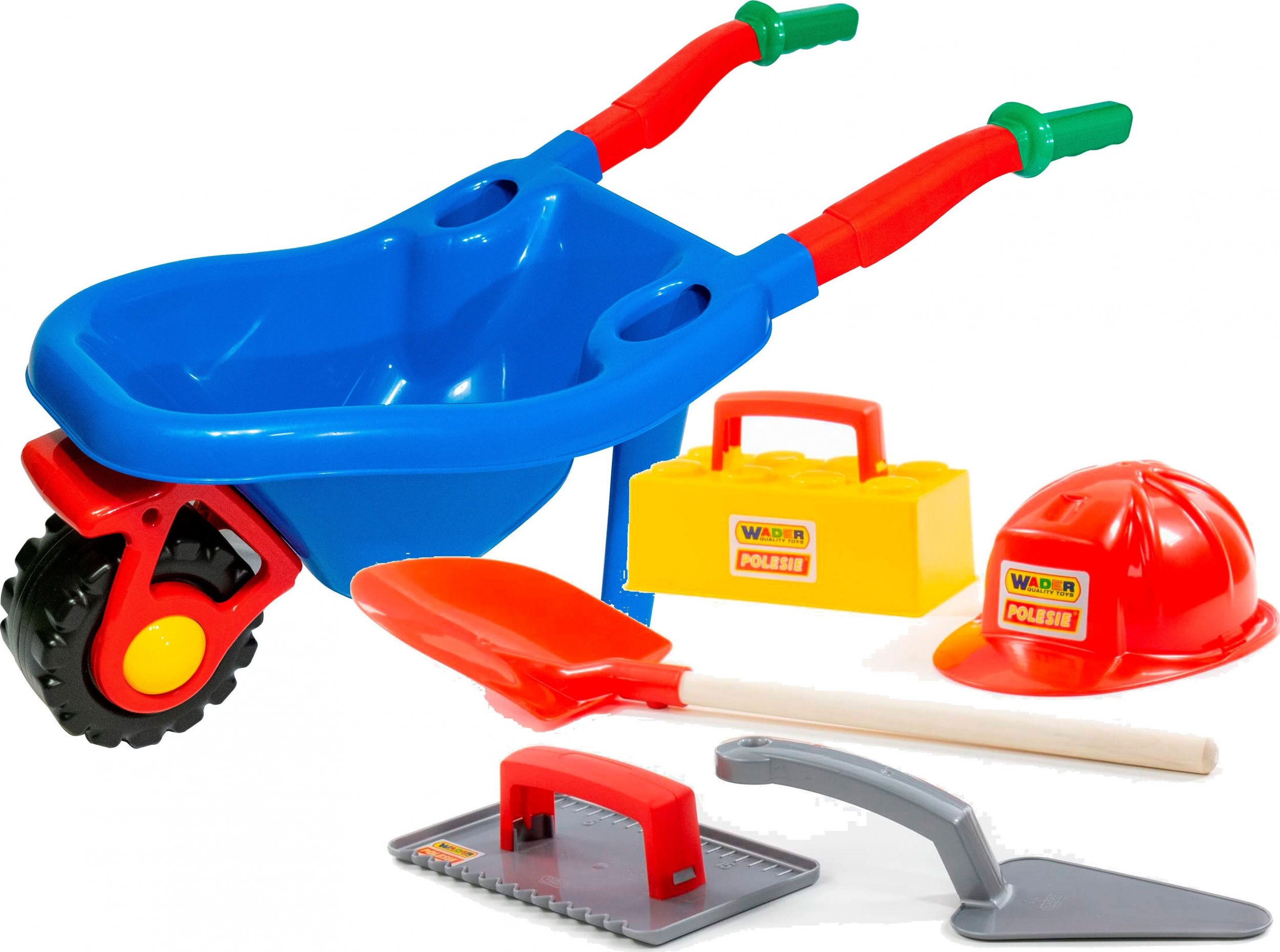 Duża taczka do piasku ogrodowa + zestaw kamieniarz 5 elementów