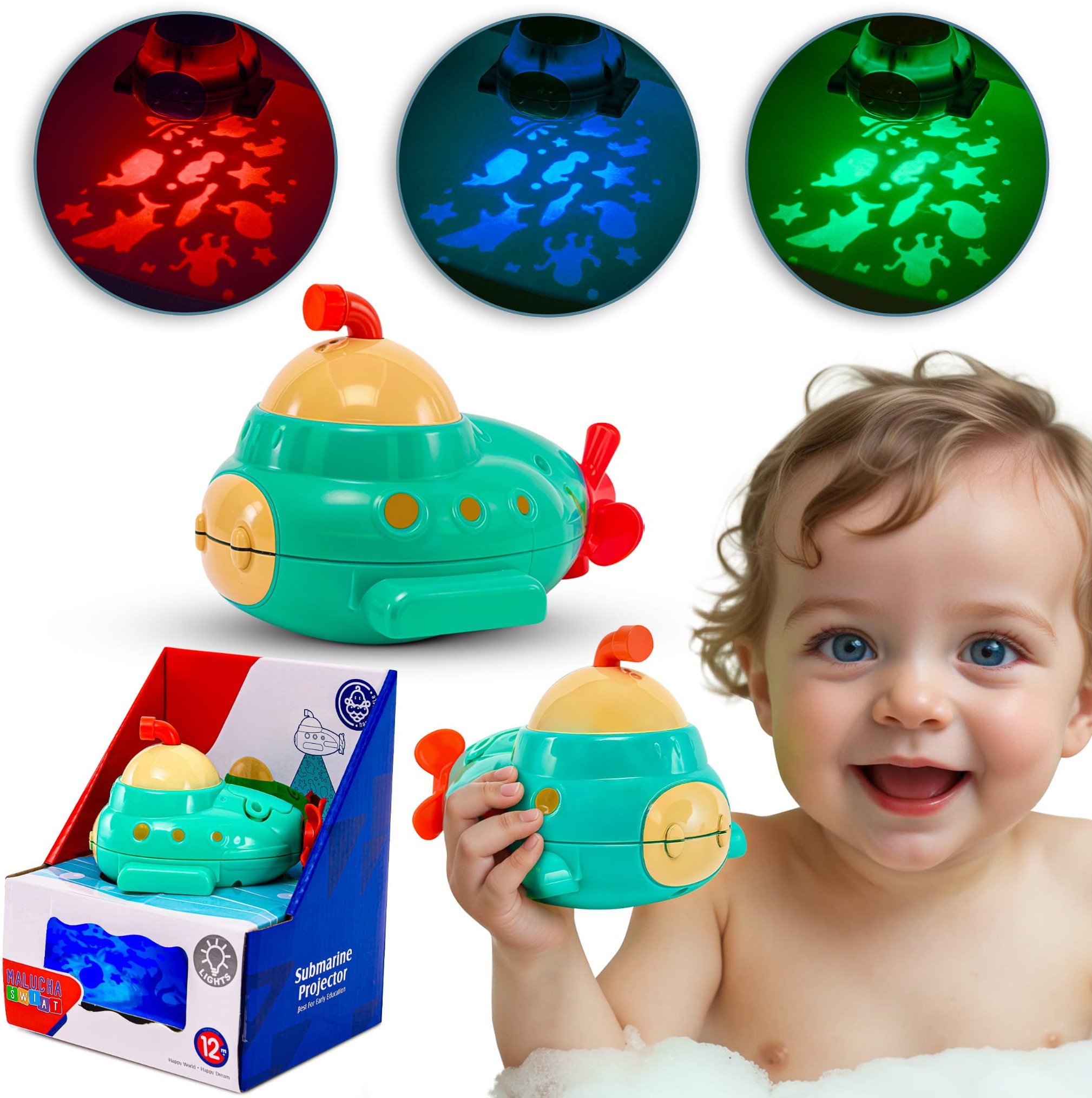 ŁÓDŹ PODWODNA Z PODWODNYMI ŚWIATEŁKAMI DO KĄPIELI 3M