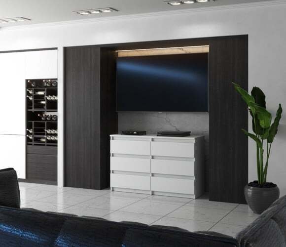 Komoda Z 6 Szufladami Biała 100cm Nowoczesna Pojemna Szafka Rtv Do Sypialni