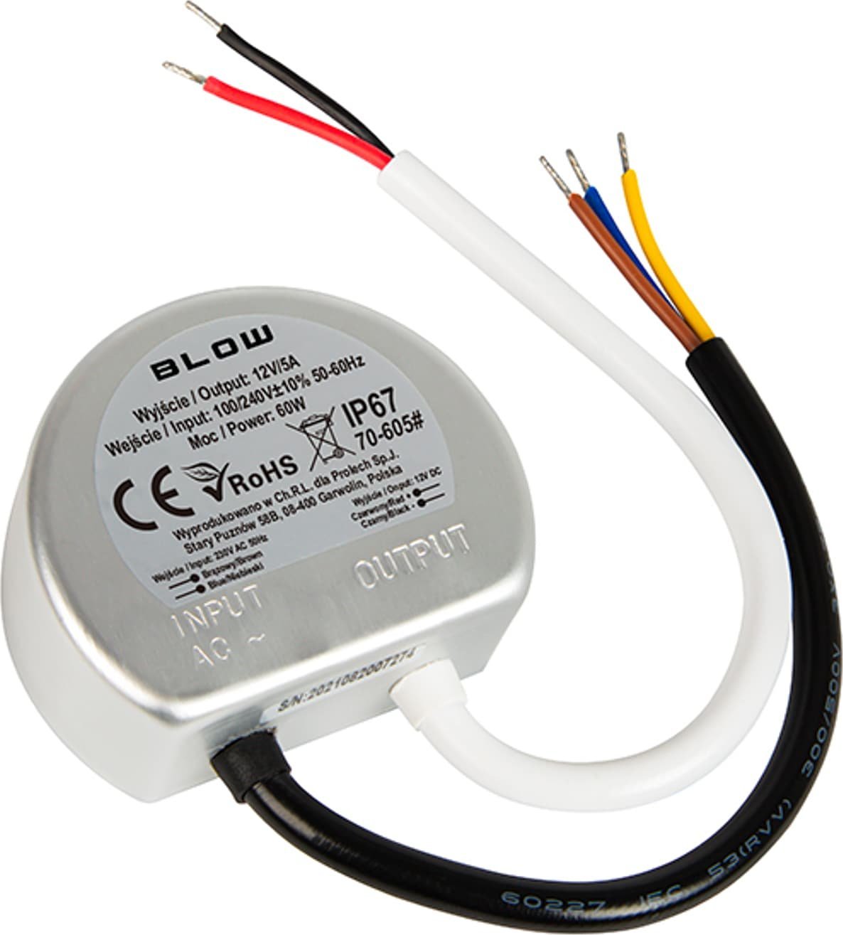 Blow 70-605# Zasilacz impulsowy dopuszkowy12v/5a 60w metal