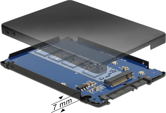 Kieszeń Delock Konwerter 2.5″ z 22-pinowym złączem SATA - M.2 NGFF z obudową (62688)
