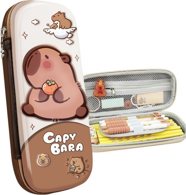 Piórnik Szkolny Usztywniany Z Kapibarą Brązowy