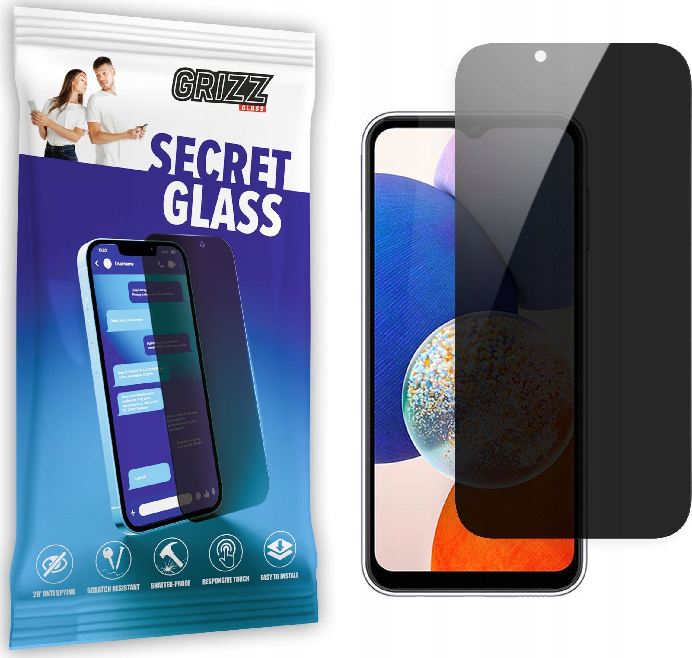 GrizzGlass Szkło prywatyzujące GrizzGlass SecretGlass Samsung Galaxy A14 5G