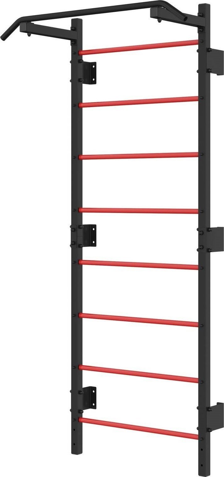 UnderFit Drabinka gimnastyczna metalowa UNDERFIT 228 x 115 cm z drążkiem czerwona