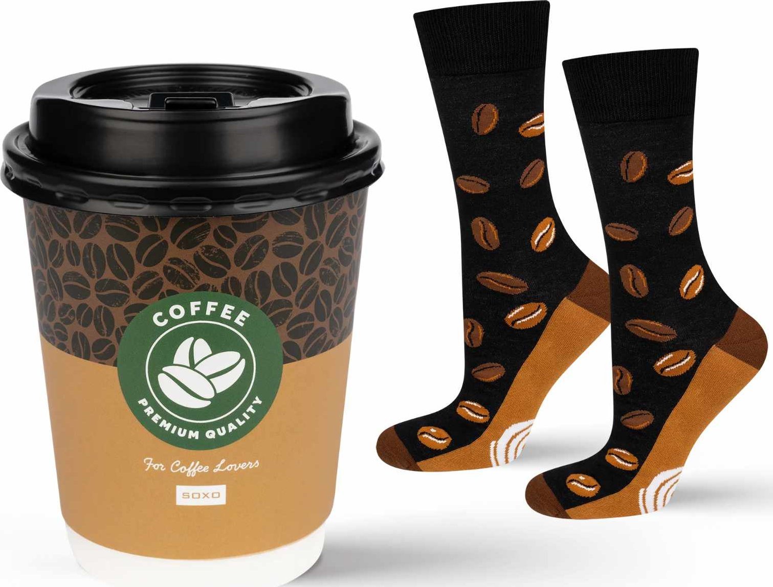 Soxo Skarpetki męskie damskie kawa idealna na prezent 4045