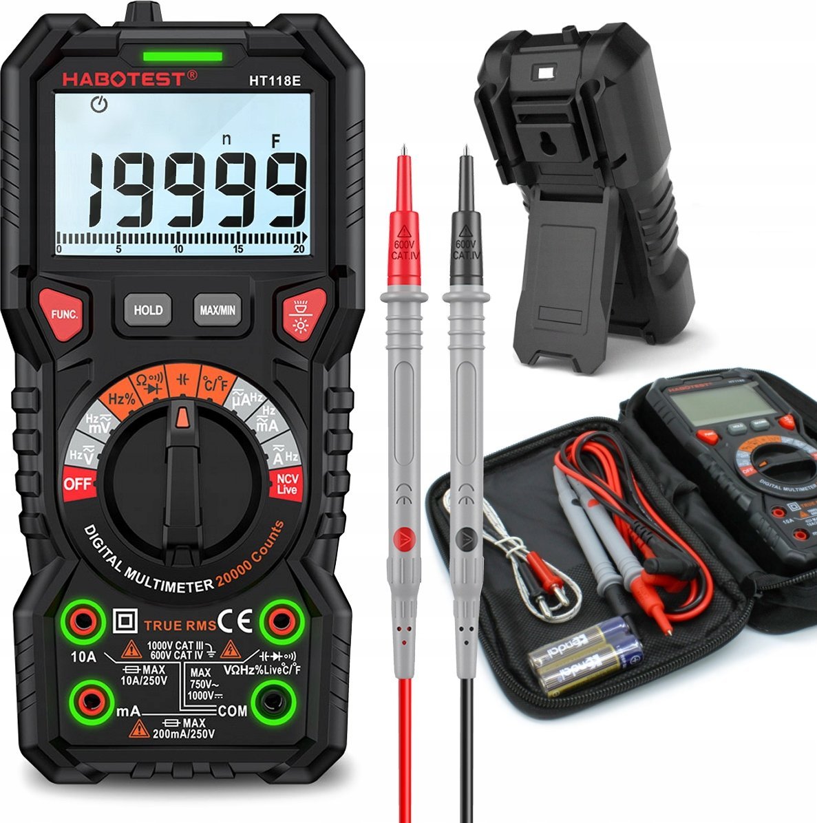 MULTIMETR RĘCZNY CYFROWY MIERNIK CIĄGŁOŚCI NAPIĘCIA RMS NCV WOLTOMIERZ LCD