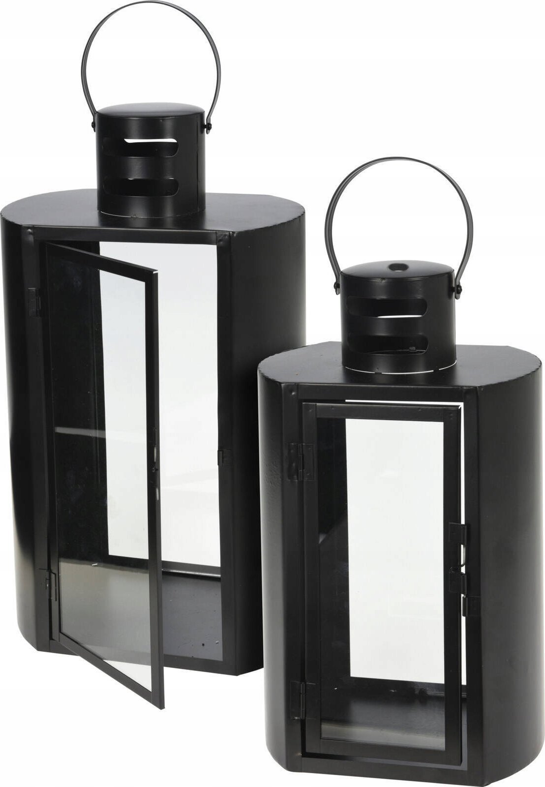 Home Styling Collection Lampion metalowy czarny MINIMAL, 2 latarenki