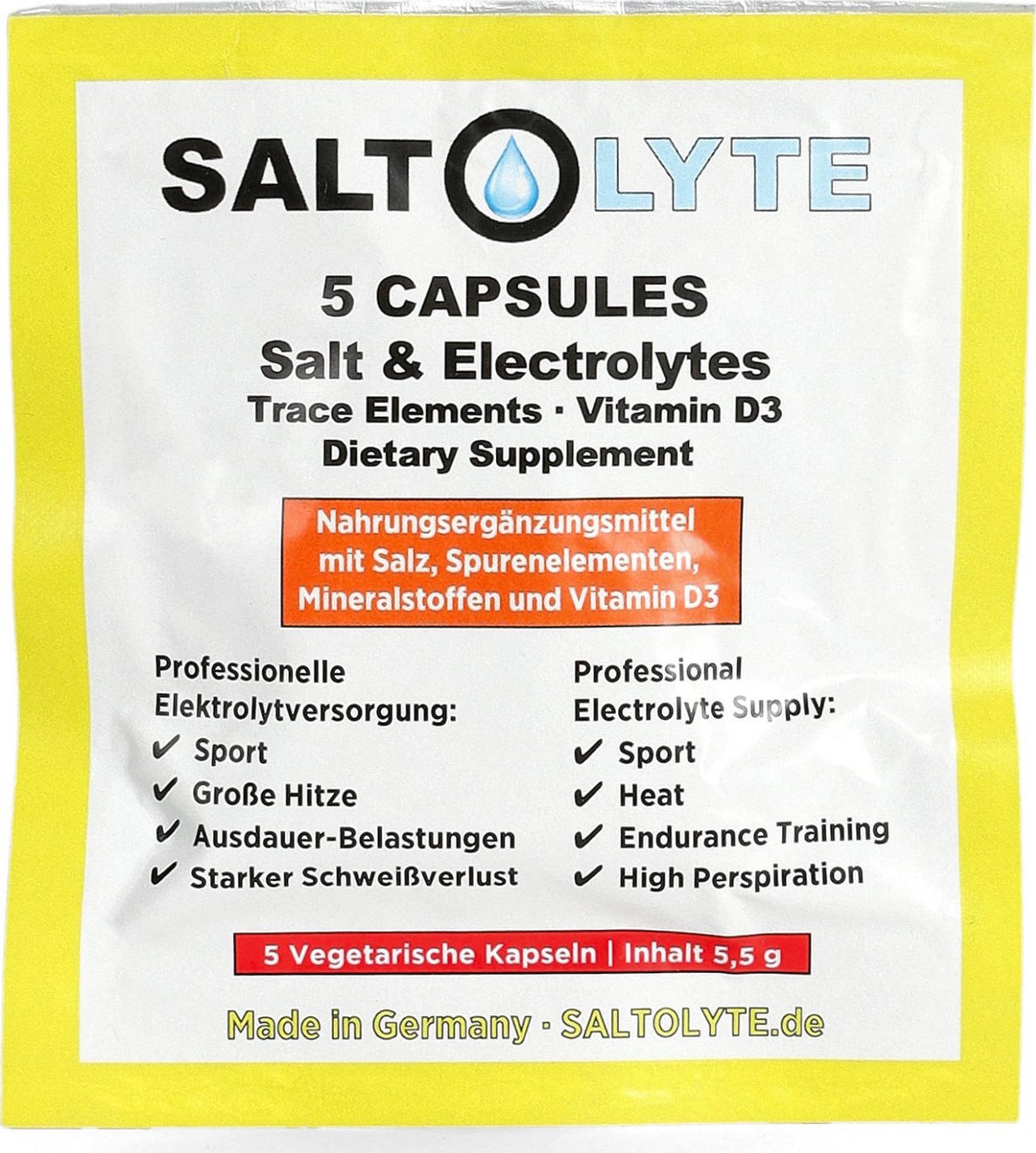 SaltStick Elektrolityczne kapsułki Saltolyte Sachet - 5szt - Bezsmakowe Uniwersalny